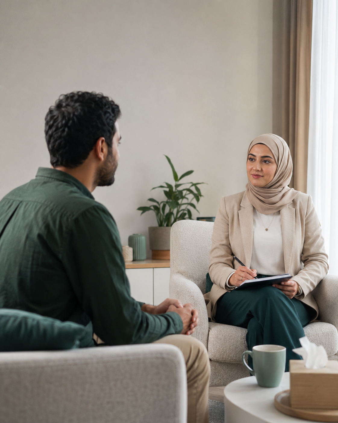 أول جلسة علاج نفسي للاكتئاب والتحدث مع مختص نفسي
